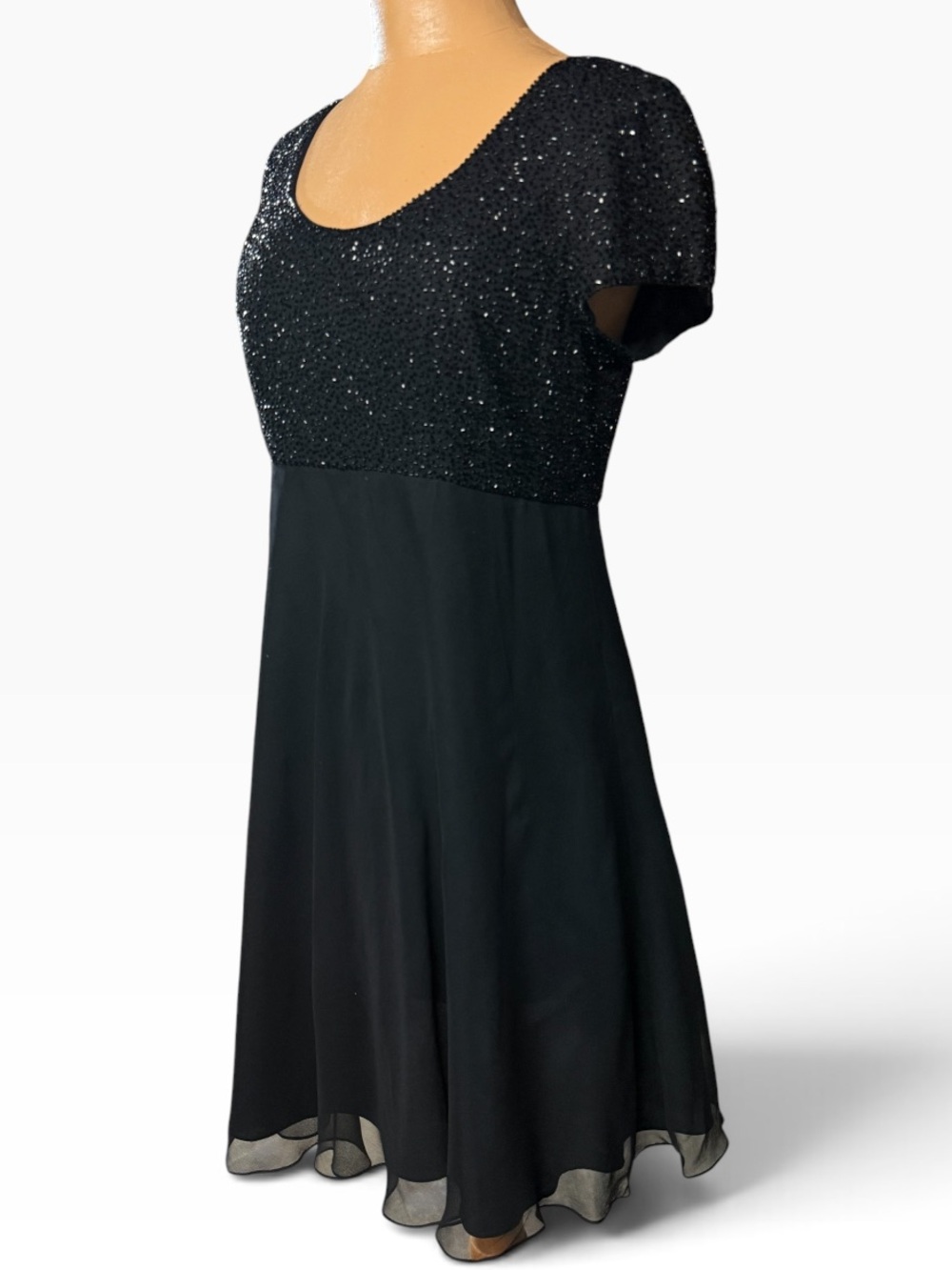 Bieff Basix, Beaded  Silk Formal Midi Gown